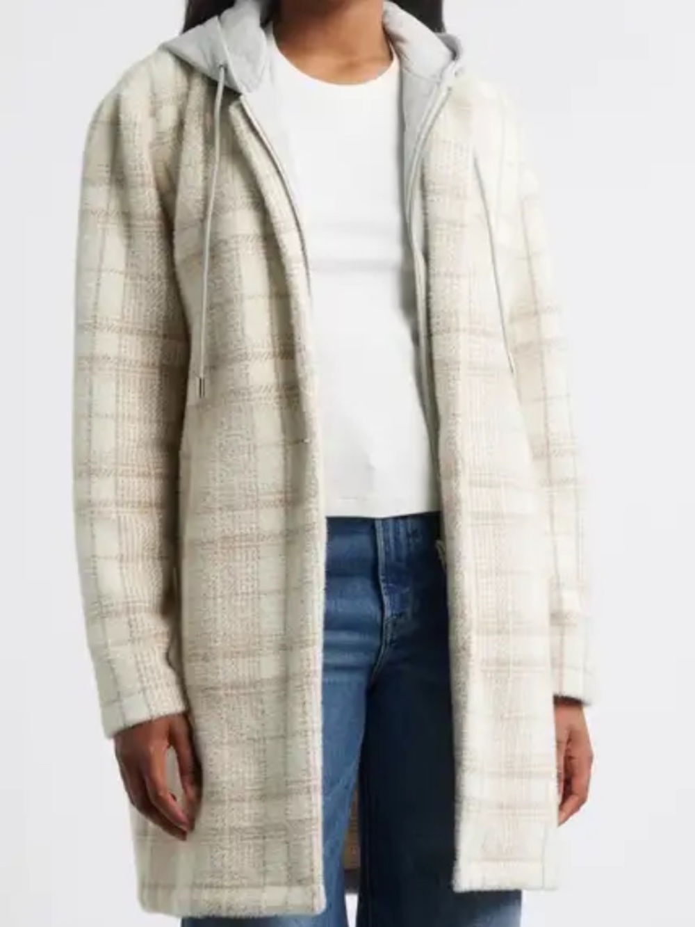 Thread & Supply Plaid Coat with Bib Hoodie